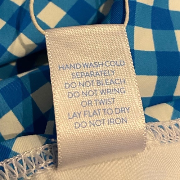 J. McLaughlin Bikini Bottom NWT Size Large Checkered Gingham Print Blue White - Picture 7 of 11
